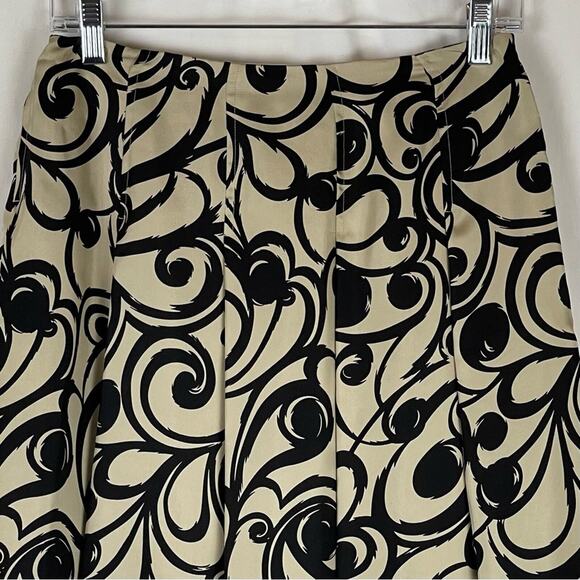 Talbots Black And Cream 100% Silk Pleated Party Event Skirt NWOT Size 4 - Picture 2 of 11